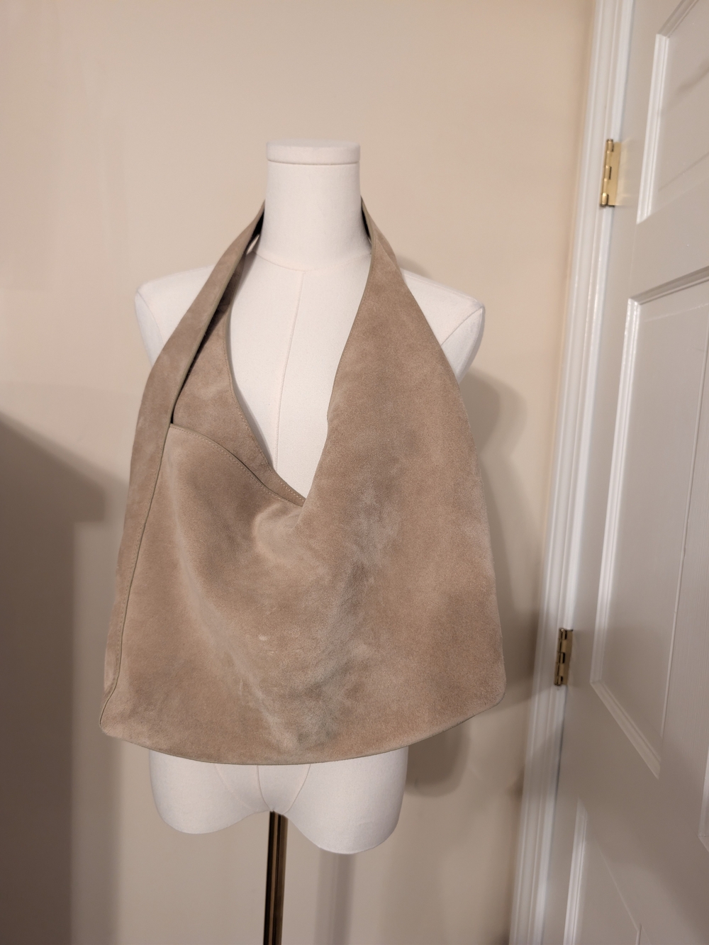 Quince Italian Suede Slouchy Shoulder Hobo Bag Sand Taupe EUC